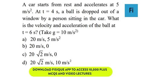 A Car Starts From Rest And Accelerates At M S Neet Solutions