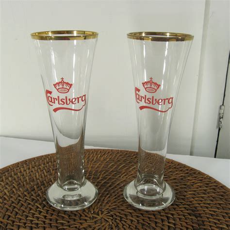 Vintage Pair Carlsberg Pilsner Glasses 8 Oz Capacity Mid Etsy