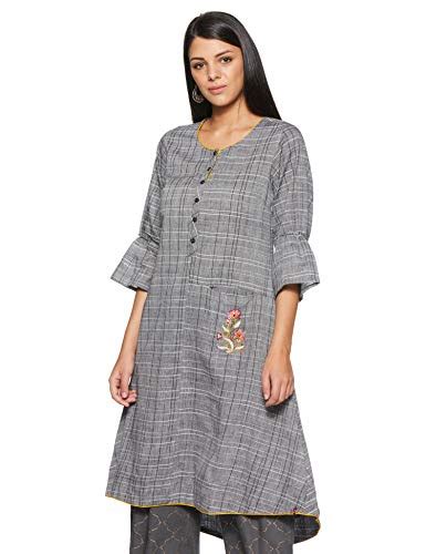 Biba Womens Cotton A Line Kurta Chirpi C15173bl ファッションスタイル