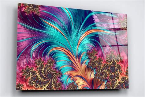 Abstract Art Acrylic Glass Wall Art Large High Gloss Boho Home Decor Fractal Wall Art Ready To