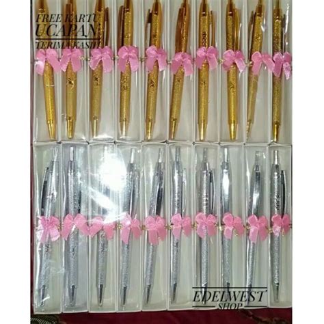 Jual Souvenir Pernikahan Pulpen Emas Perak Kemasan Box Mika Pcs