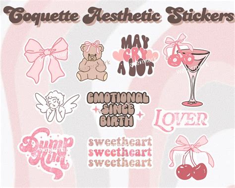 Coquette Sticker Bundle Aesthetic Stickers Printable Stickers Cutie