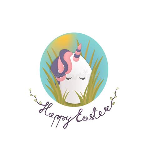 Unicornio Dulce Del Huevo De Pascua En La Hierba Carte Cadeaux Feliz