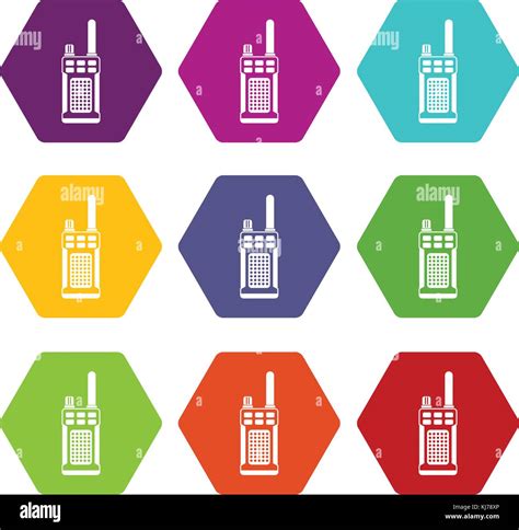 Portable Handheld Radio Icon Set Color Hexahedron Stock Vector Image