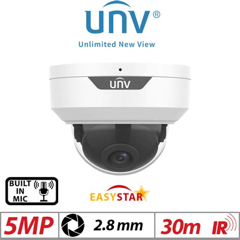 5MP UNIVIEW HD VANDAL RESISTANT NETWORK FIXED DOME CAMERA 2 8mm White