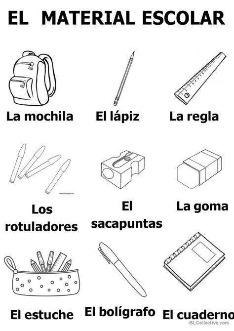 El Material Escolar 1 English Esl Worksheets Pdf And Doc