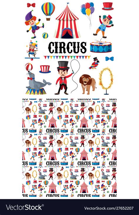 Seamless background design with circus animals Vector Image