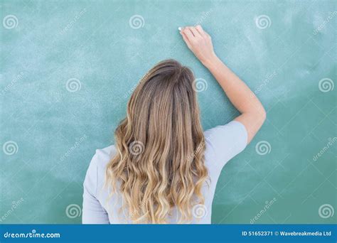 Teacher Writing On Blackboard Stock Image Image Of Woman Teacher