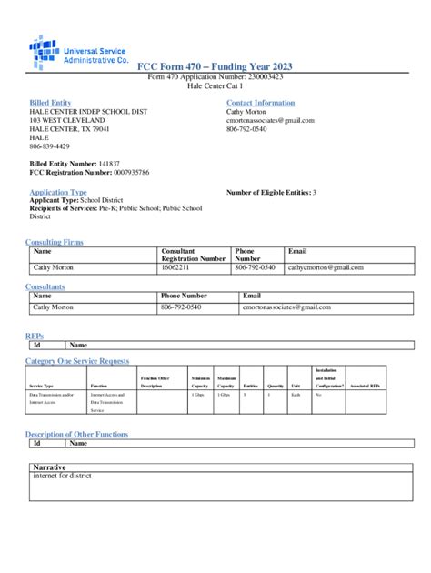 Fillable Online Erate Form 470 Screenshots July 2023 June 2024 Fax