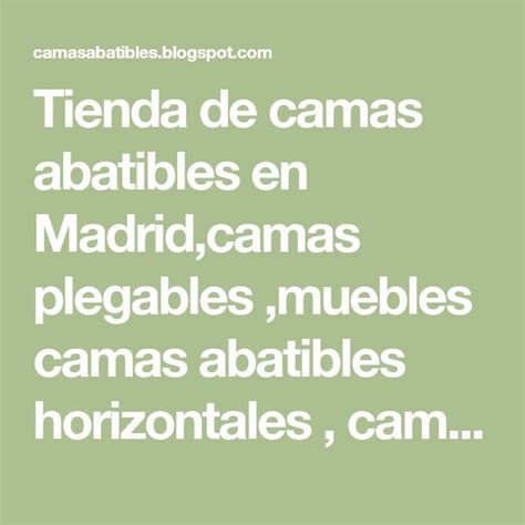 Tienda De Camas Abatibles En Madrid Camas Plegables Muebles Camas