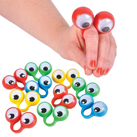 24 Pieces Eye Finger Puppets Plastic Rings With Wiggle Eyes Toy Favors