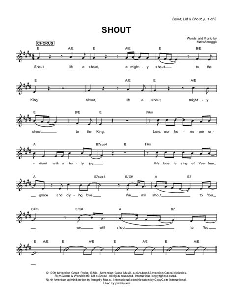 Shout Sheet Music PDF Sovereign Grace PraiseCharts