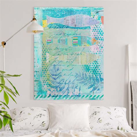 Haus Am Meer Leinwandbild Bunte Collage Fische Und Punkte Wayfair De