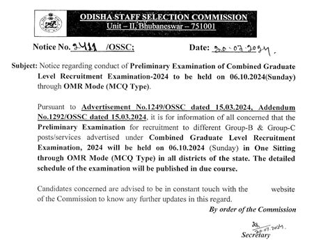 Ossc Cgl Exam Date Out For Vacancies Check Exam Schedule