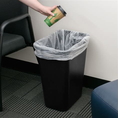 Continental 4114bk 4125 Qt 10 Gallon Black Rectangular Wastebasket