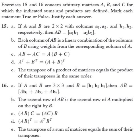 Solved Exercises And Concern Arbitrary Matrices A Chegg