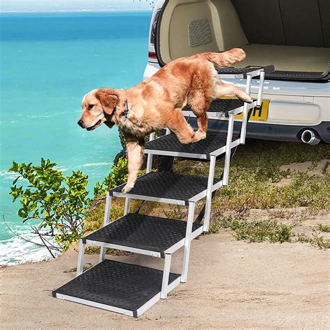 Pawz 6 Steps Dog Ramp Adjustable Height Folding Portable Aluminium