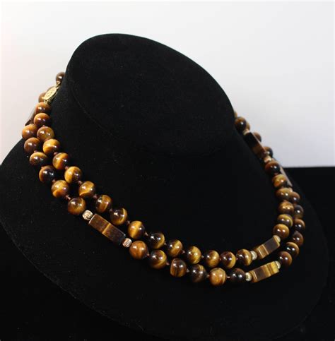 Tiger S Eye Gold Bead Necklace At 1stDibs