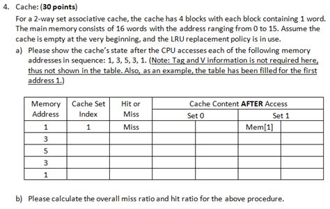 Solved Cache Points For A Way Set Associative Chegg