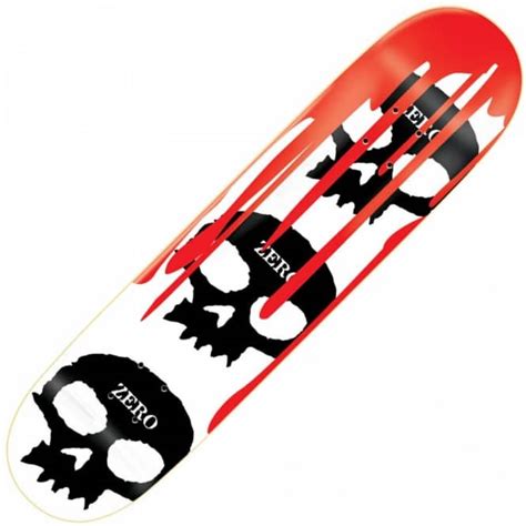 Zero Skateboards Zero 3 Skulls Wblood White Skateboard Deck 75