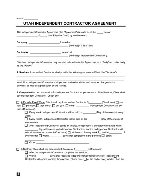 Free Utah Independent Contractor Agreement | PDF & Word