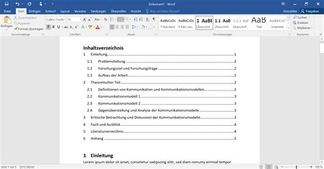 Automatisches Inhaltsverzeichnis Erstellen Word