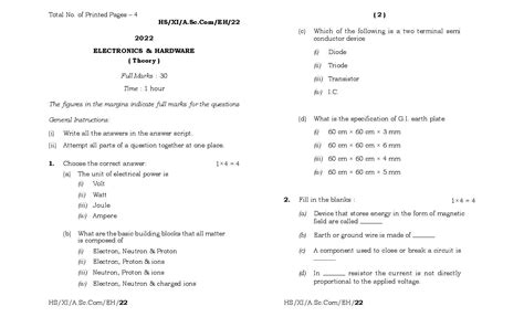 Mbose Class 11 Question Paper 2022 For Electronics And Hardware