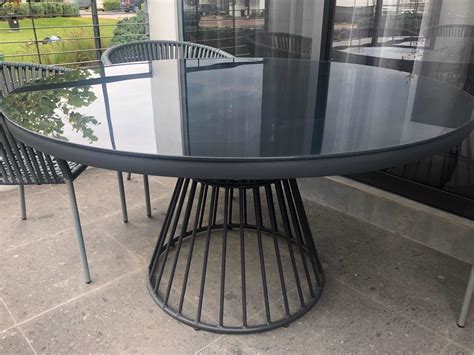 Mesa Comedor Exterior Acero Cristal Modelo Alcatraz Promobel Mercado