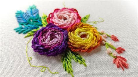 Hand Embroidery Whipped Back Stitch Loop Stitch Flower Free Pattern