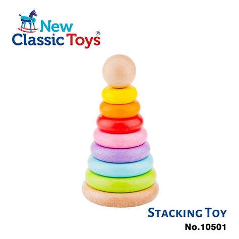 荷蘭new Classic Toys 幼幼彩色幾何疊疊樂 10501 寶寶認知學習玩具 幾何形狀配對 彩虹塔 套圈 Rikunori