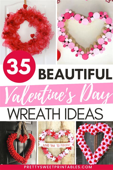 35 Beautiful Valentine Wreaths to DIY for Valentine's Day | Pretty Sweet Printables