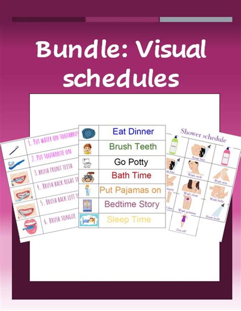 Visual Schedule Bundle Toothbrushing Bedtime Shower Living Skills