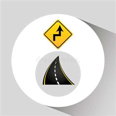 Reverse Turn Left Warning Sign Vector Illustration Decorative Design