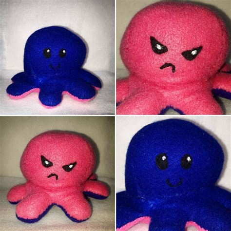 Reversible Mood Octopus Plush Etsy