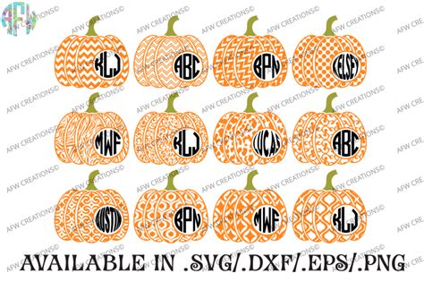 Monogram Pattern Pumpkins Svg Dxf Eps Cut Files By Afw Designs