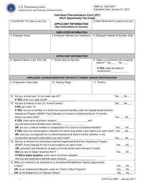 Fillable Online Doleta Individual Characteristics Form 2012 Fax Email