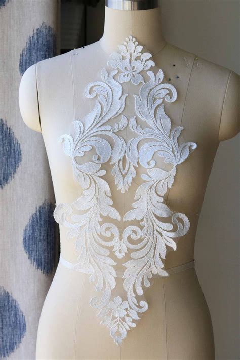 Large Bridal Lace Applique Bodice Lace Applique Bridal Etsy