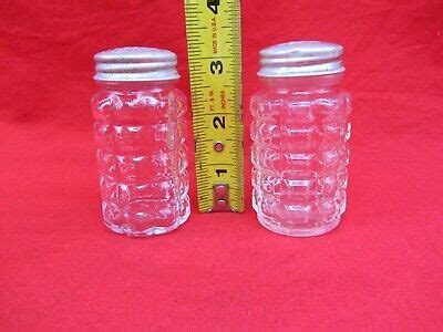 James Bregenzer Vtg Anchor Hocking Clear Glass Waffle Salt Pepper