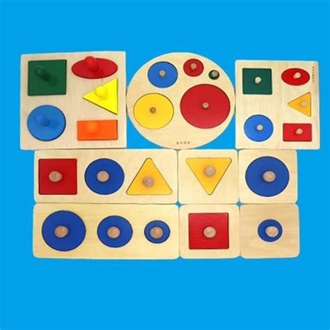 Formes géométriques en bois Puzzle Montessori coloré apprentissage