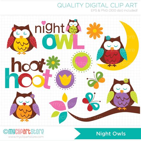 Night Owl Clip Art / Digital Clipart Instant by MyClipArtStore