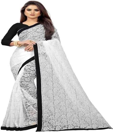 Buy Aruna Sarees Self Design Bollywood Net Saree White Online At Best