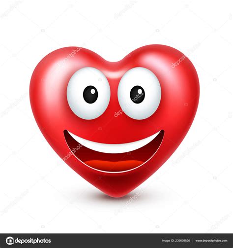 Heart Smiley Emoji Vector For Valentines Day Funny Red Face With