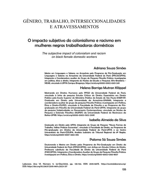 Pdf O Impacto Subjetivo Do Colonialismo E Racismo Em Mulheres Negras