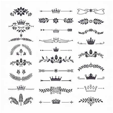 Premium Vector | A collection of black and white images of crowns and ...