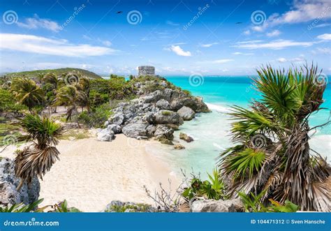 Maya Ruins on the Tropical Beach of Tulum Stock Photo - Image of culture, blue: 104471312