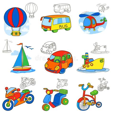 Cartoon Vehicles Set Stock Vector Illustration Of Cartoon