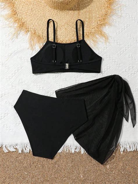 Tween Girl New Solid Color Casual Bikini Piece Set Shein Usa