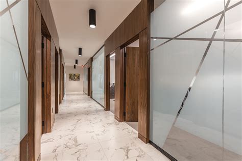 Office Corridor With Cylindrical Lighting H E Williams Inc