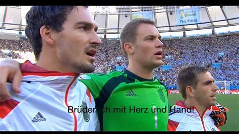 National Anthem Of Germany Final 2014 With Subtitles Youtube