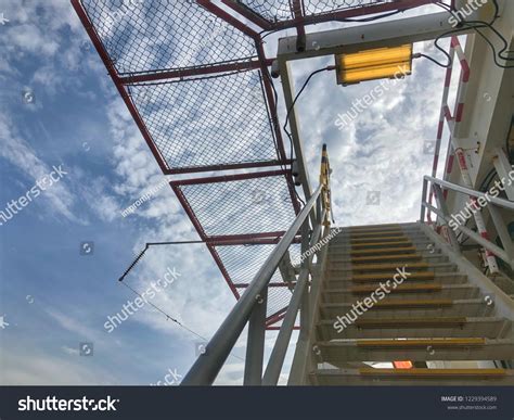 Offshore Ladder Stairway Staircase Helideck Helipad Foto De Stock